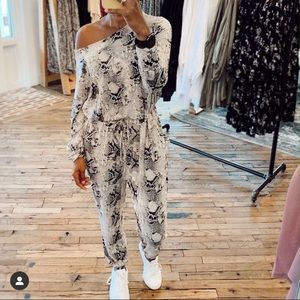 Snakeskin Print Knit Jumpsuit